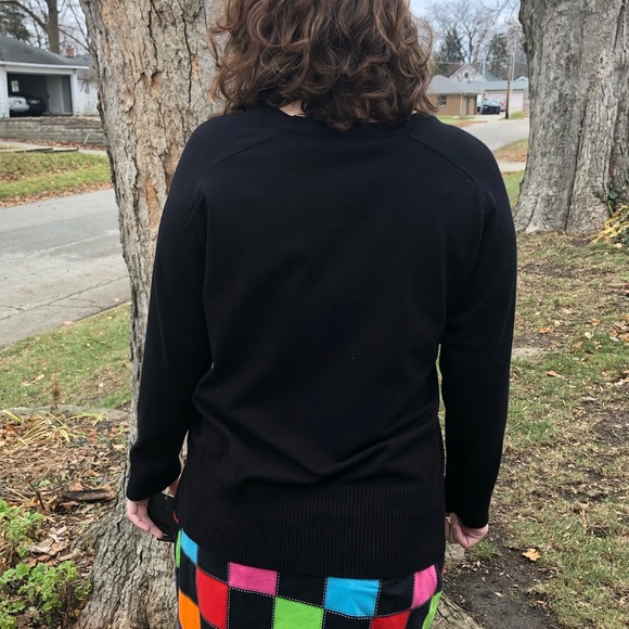 Alfani Black Perforated Leather Front Sweater SZ L! NEW! - Picture 4 of 11